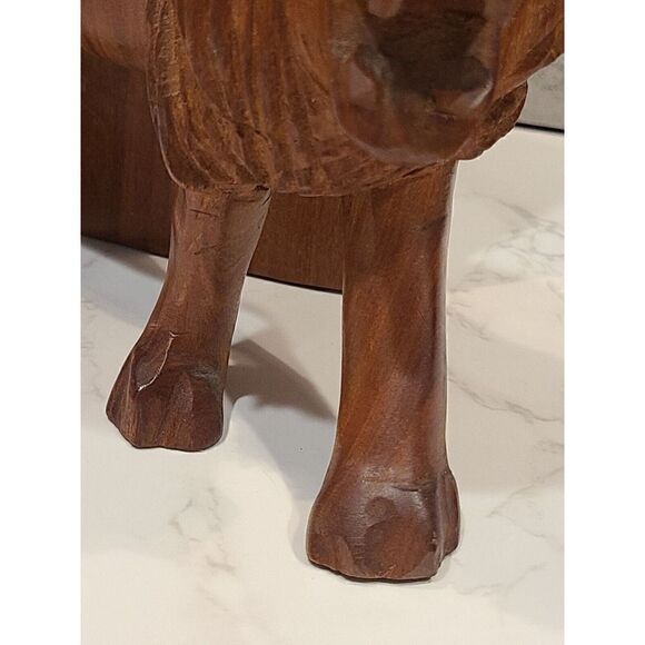 Vintage Wooden Hand Carved Single Heavy Lion Bookend 8” Tall x7.5" Décor Study - Picture 8 of 10